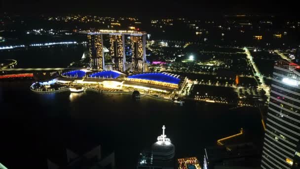 Σιγκαπούρη Περίπου Μάρτιος 2020 Γραφική Νυχτερινή Θέα Στην Πόλη Της — Αρχείο Βίντεο