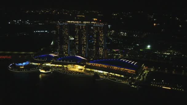 Singapur Asi Březen 2020 Malebná Noc Pohled Singapore City — Stock video