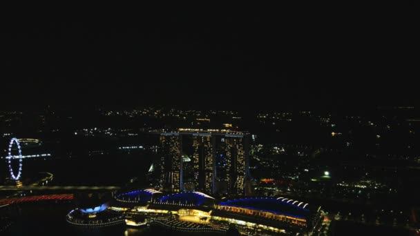 Singapur Asi Březen 2020 Malebná Noc Pohled Singapore City — Stock video