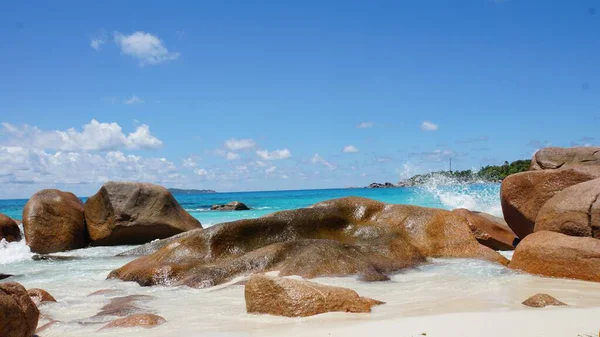 Incredibile Paesaggio Tropicale Sulle Isole Seychelles — Foto Stock