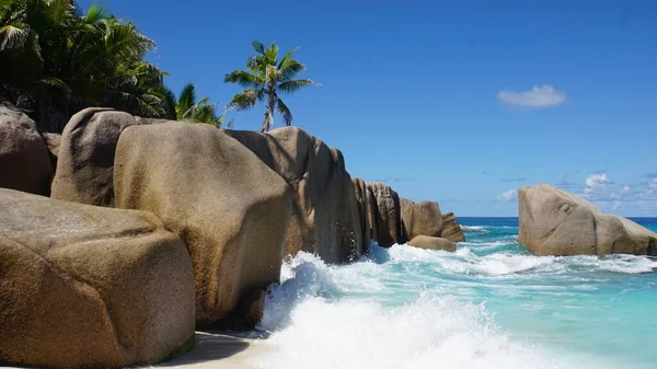 Incredibile Paesaggio Tropicale Sulle Isole Seychelles — Foto Stock