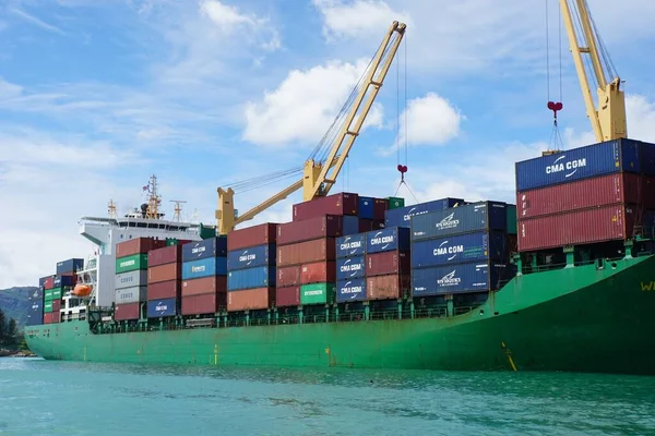 Mahe Seychelles Circa January 2015 Freight Ship Harbor — Stock Photo, Image