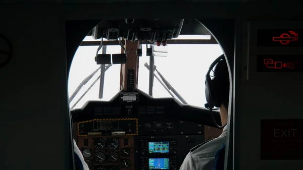 Mahe Sychelles Circa Enero 2015 Vista Hacia Cabina Pequeño Avión — Foto de Stock