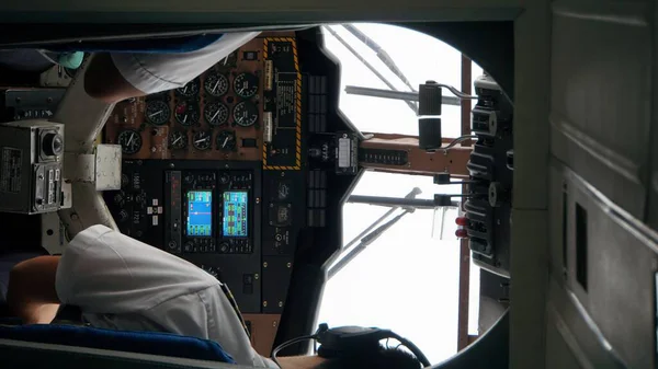 Mahe Sychelles Circa January 2015 View Cockpit Small Passenger Plane — Stock Photo, Image