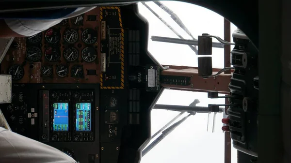 Mahe Sychellen Circa Januari 2015 Uitzicht Cockpit Van Klein Passagiersvliegtuig — Stockfoto