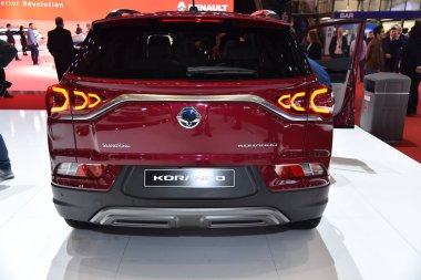 Cenevre, İsviçre - Mart 06, 2019: 89 Gims 'de Ssangyong Korando