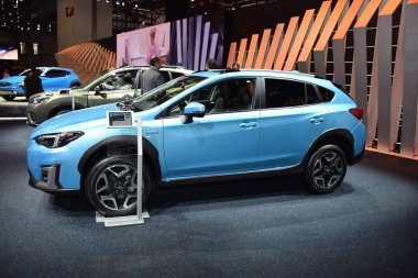 Cenevre, İsviçre - 04 Mart 2019: 89. Gims 'de Subaru Xv e-boksör