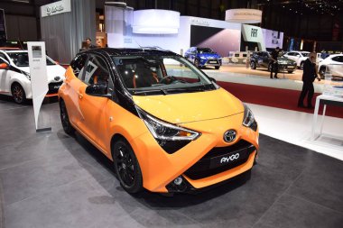 Geneva, Switzerland - March 05, 2019: Toyota Aygo at 89th GIMS
