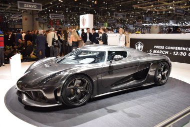 Cenevre, İsviçre - 04 Mart 2019: Koenigsegg Regera 89.