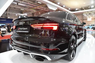 Sofya, Bulgaristan - 11 Ekim 2019: Audi Rs3 Limuzin Sofya Motor Fuarında