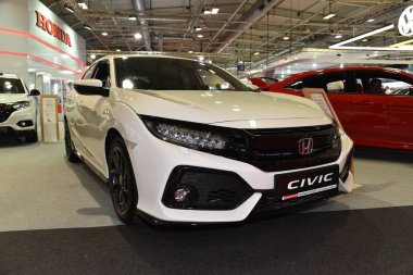Sofya, Bulgaristan - 14 Ekim 2019: Sofya Motor Fuarında Honda Civiç