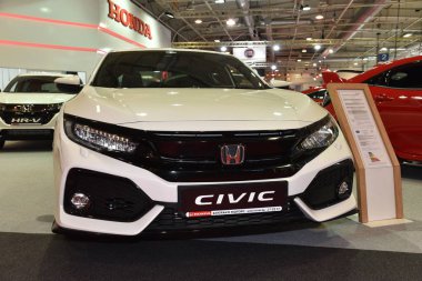 Sofya, Bulgaristan - 14 Ekim 2019: Sofya Motor Fuarında Honda Civiç