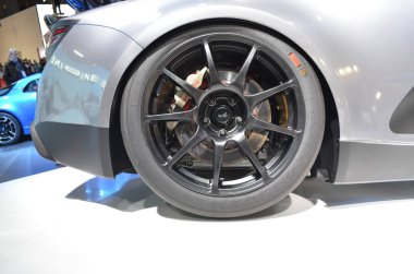 Paris, Fransa - 02 Ekim 2018: Alpine A110 Gt4 Paris Motor Show 'da