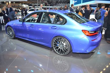 Paris, France - October 03, 2018: BMW Serie 3 Berline at Paris Motor Show