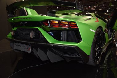 Paris, Fransa - 02 Ekim 2018: Lamborghini Aventador Svj, Paris Motor Fuarı