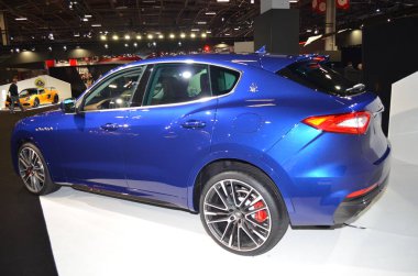 Paris, Fransa - 02 Ekim 2018: Maserati Levante Trofeo, Paris Motor Fuarı