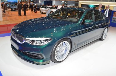 Cenevre, İsviçre, Mart 06-2018: Bmw Alpina D5 S Saloon at Gims