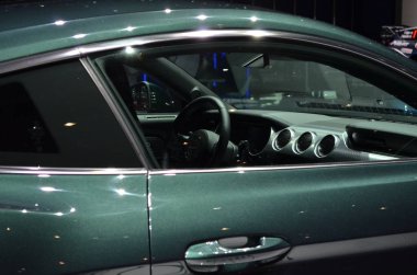 Cenevre, İsviçre, Mart 07-2018: Ford Mustang Bullitt at Gims