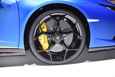 Cenevre, İsviçre, Mart 06-2018: Lamborghini Huracan Performante Spyder at Gims