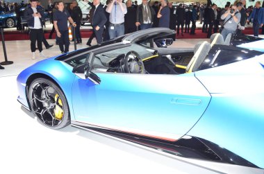 Cenevre, İsviçre, Mart 06-2018: Lamborghini Huracan Performante Spyder at Gims