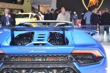 Cenevre, İsviçre, Mart 06-2018: Lamborghini Huracan Performante Spyder at Gims