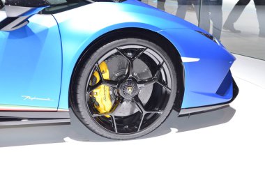Cenevre, İsviçre, Mart 06-2018: Lamborghini Huracan Performante Spyder at Gims