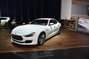 Cenevre, İsviçre, Mart 06-2018: Gims 'te Maserati Ghibli Sq4