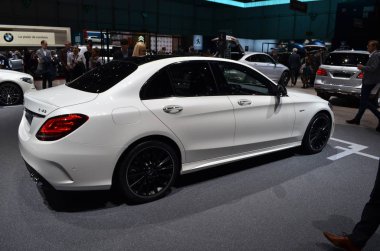 Cenevre, İsviçre, Mart 06-2018: Gims 'de Mercedes Amg C43