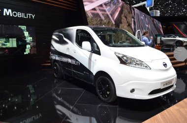 Cenevre, İsviçre, Mart 06-2018: Nissan e-Nv200 at Gims
