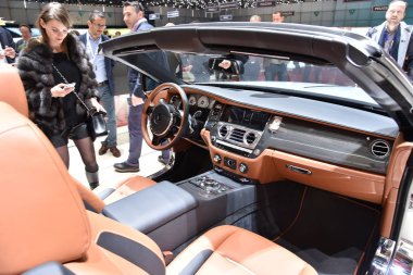 Cenevre, İsviçre, Mart 06-2018: Rolls Royce Dawn Cabriolet at Gims