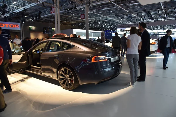 Paris, France - October 03, 2018: Tesla Model S at Paris Motor Show — Stock Photo, Image