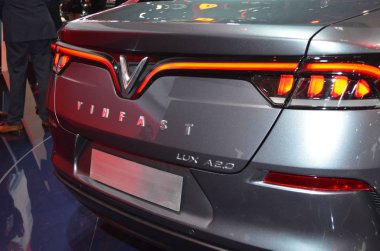 Paris, Fransa - 02 Ekim 2018: Vinfast Lux A2.0 Paris Motor Fuarı