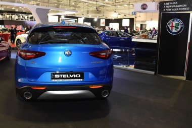 Sofya, Bulgaristan, 13-2017: Sofya Motor Fuarında Alfa Romeo Stelvio