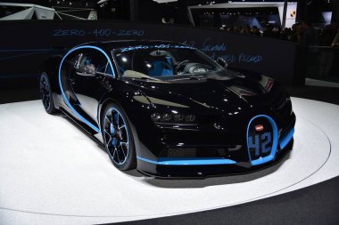 Frankfurt, Almanya, 13 Eylül 2017: Iaa 2017 'de Bugatti Chiron