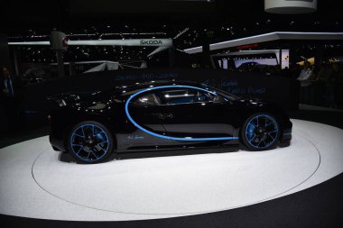 Frankfurt, Almanya, 13 Eylül 2017: Iaa 2017 'de Bugatti Chiron