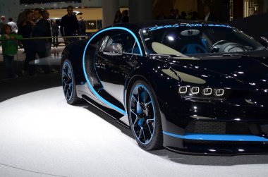 Frankfurt, Almanya, 13 Eylül 2017: Iaa 2017 'de Bugatti Chiron