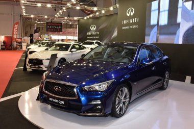 Sofya, Bulgaristan, 13-2017: Sofya Motor Fuarında Infiniti Q50