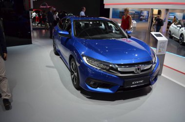 Frankfurt, Almanya, 12-2017: Iaa 2017 'de Honda Civic Sedan