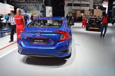 Frankfurt, Almanya, 12-2017: Iaa 2017 'de Honda Civic Sedan