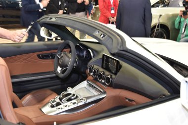 Sofya, Bulgaristan, 13-2017: Mercedes-Amg Gt C Roadster Sofya Motor Fuarında