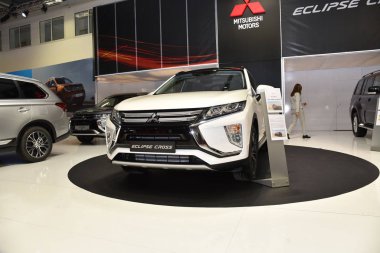 Sofya, Bulgaristan, 13-2017: Mitsubishi Eclipse Cross Sofya Motor Fuarında