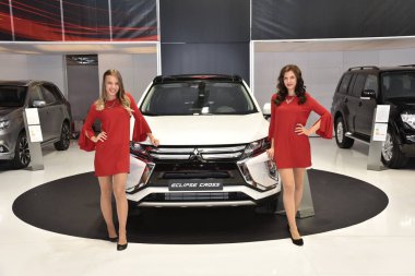 Sofya, Bulgaristan, 13-2017: Mitsubishi Eclipse Cross Sofya Motor Fuarında