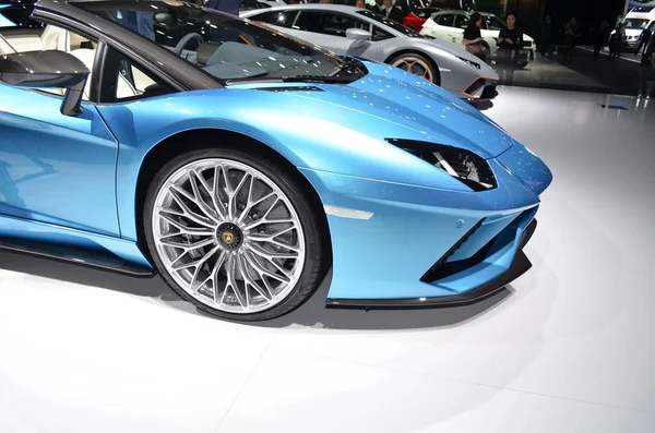 Frankfurt, Alemania, 13 de septiembre de 2017: Lamborghini Aventador en IAA 2017 — Foto de Stock