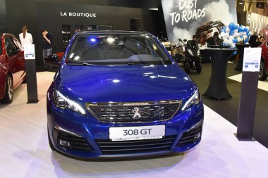 Sofya, Bulgaristan, 13-2017: Peugeot 308 Gt Sofya Motor Fuarında