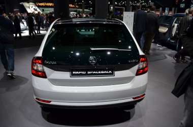 Frankfurt, Almanya, 14 Eylül 2017: Skoda Rapid Spaceback Iaa 2017