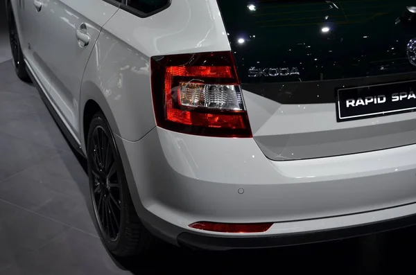 stock image Frankfurt, Germany, September 14-2017: Skoda Rapid Spaceback at IAA 2017