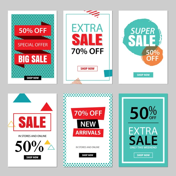 Set of sale website banner templates.Social media banners for on — Stock Vector