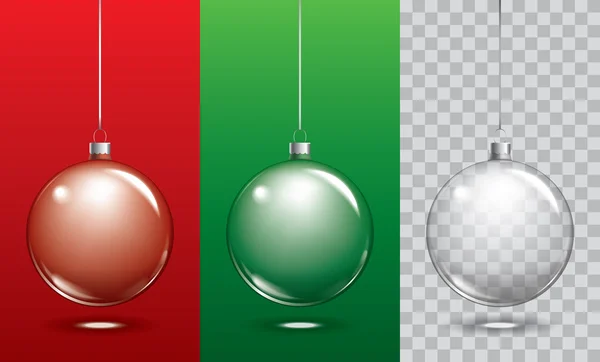 Vector christmas glazen bal op transparante achtergrond. Xmas bal — Stockvector