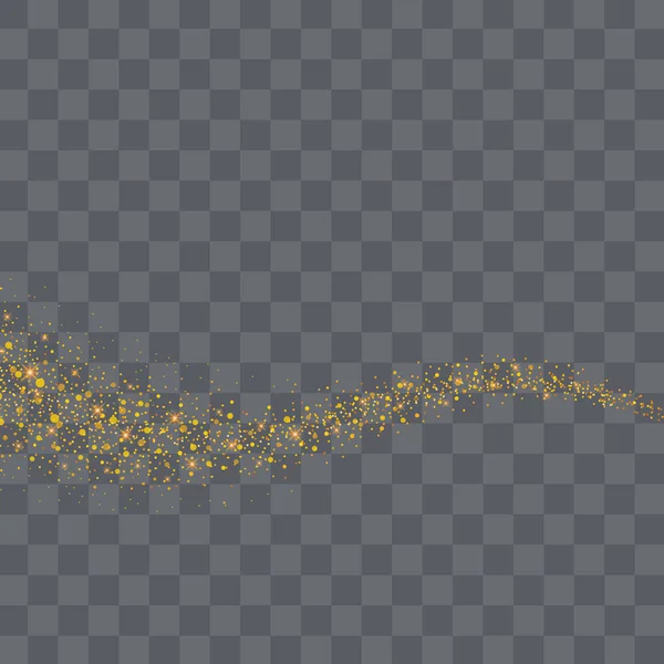 Vector gold glitter wave abstrait sur fond de transparence . — Image vectorielle