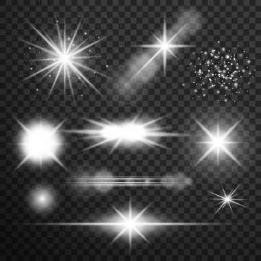Şeffaf parlama ışık efekti. Sparkles.lens yıldız patlama fla